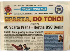 Deníky Bohemia, AC Sparta Praha Hertha BSC Berlin, 2000