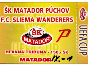Vstupenka fotbal , ŠK Matador Púchov v. FC Sliema Wanderers