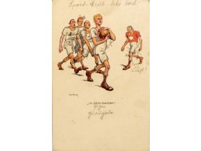 Pohlednice humor, fotbal, In den Kampf, 1925 (1)