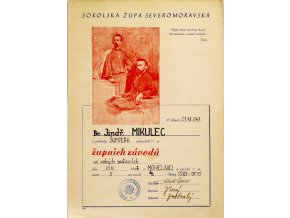 Diplom, 4 místo 1947, sportovní gymnastika, Šumperk