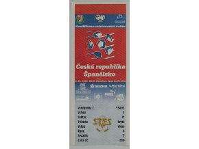 Vstupenka fotbal ČR v. Španělsko, 1996 (WC 98)