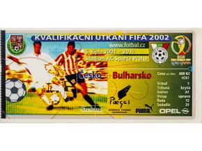 Vstupenka fotbal, Česká republika v. Bulharsko, 2001