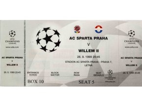 Vstupenka fotbal UEFA CHL, AC Sparta Praha v. Willem II, 1999