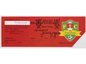 Vstupenka UEFA, FC Vaslui v. Slavia Praga, 2007