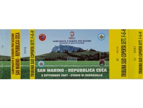 Vstupenka fotbal , San Marino v. Republica Ceca, 2007