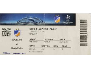 Vstupenka fotbal UEFA, Apoel FC v. SK Slavia Praha, 2017