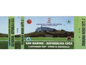 Vstupenka fotbal , San Marino v. Republica Ceca, 2007 (2)