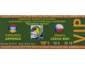 Vstupenka fotbal, Armenia v. Czech Republic, VIP, 2013