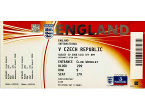 Vstupenka fotbal, England v. Czech Republic, 2008