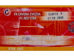 Vstupenka fotbal UEFA, FK Crvena Zvezda v. SK Slavia Praha, 2009