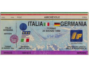 Vstupenka fotbal , Italia v. Germania, 1992