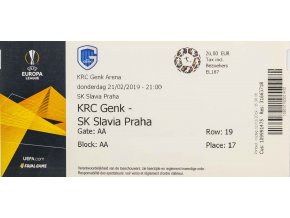 Vstupenka fotbal, UEFA, KRC Gen v. SK Slavia Praha, 2019