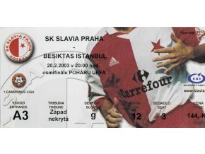 Vstupenka fotbal SK Slavia Prague vs. Besiktas Istanbul, 2003