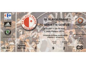 Vstupenka SK Slavia Praha vs. FC Servette Geneve, UEFA 2001