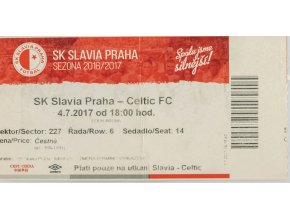 Vstupenka fotbal SK Slavia Praha v. Celtic FC, 2017 (2)
