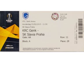 Vstupenka fotbal EL, KRC Genk v. SK Slavia Praha, 2019