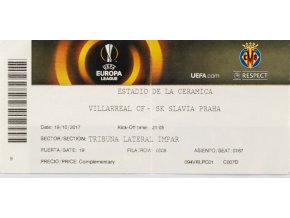 Vstupenka fotbal EL, Villarreal CF v. SK Slavia Praha, 2017