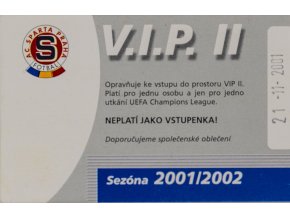 Vstupenka fotbal VIP, AC Sparta v. Real Madrid, 2001