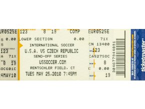 Vstupenka fotbal, USA v. Czech republic, 2010