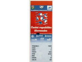 Vstupenka fotbal, ČR v. Faerské ostrovy, Q1998, 1997 (1)