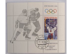 Výplatní známka, Aršík A 177, 1998, Nagano, hokej, razítko