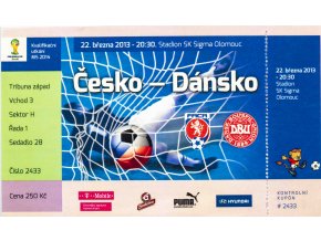 Vstupenka fotbal , Q WM 2014, ČR v. Dánsko, 2013