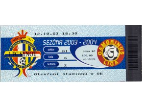 Vstupenka fotbal, FC Synot, otevření stadionu, 2003