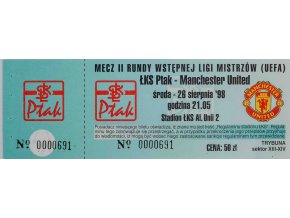 Vstupenka fotbal UEFA, LKS Ptak v. Manchester United, 1998