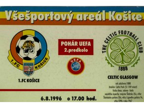 Vstupenka fotbal UEFA, 1. FC Košice v. Celtic Glasgow, 1996 (2)