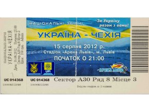 Vstupenka fotbal, Ukraina v. ČR, 2012, 2