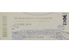 Vstupenka fotbal SK Slavia Praha vs. Hamburger SV, 2008 II