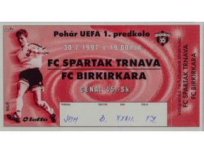 Vstupenka fotbal, UEFA, FC Spartak Trnava v. FC Birkirkara