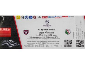 Vstupenka fotbal, UEFA, FC Spartak Trnava v. Legia Warszawa, 2018