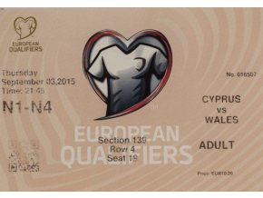 Pohlednice Stadion, Q2016, Cyprus v. Wales, 2015