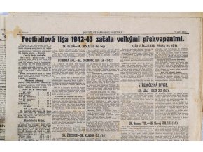 Noviny, Pondělní národní politika, 1942, Fotbalová liga začala velkým překvapením (1)