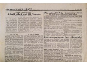 Noviny, Práce, Slavia na sportovním dnu v Sezemicích, 1945