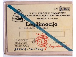 Průkaz, Legitimacija, J. Mikulec, Coupe de Europe, 1983 (1)