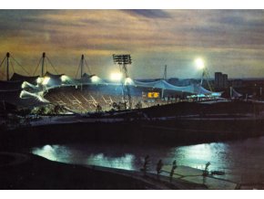 Pohlednice stadion, , Olympiastadt Munchen bei Nacht, 1972 (1)