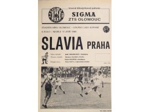 Program , Sigma ZTS Olomouc v. Slavia Praha, 1989