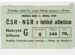 Vstupenka lehká atletika, ČSR NSR, 1959DSC 4244