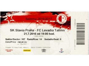 Vstupenka fotbal SK Slavia Prague vs. Levadia Talin