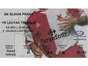 Vstupenka fotbal SK Slavia Prague vs. FK Leotar TrebinjeDSC 7300