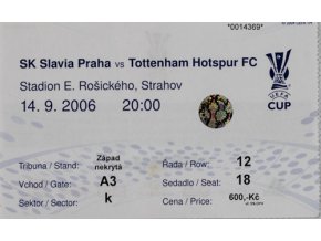 Vstupenka fotbal SK Slavia Praha vs. Tottenham Hotspur FCDSC 7344