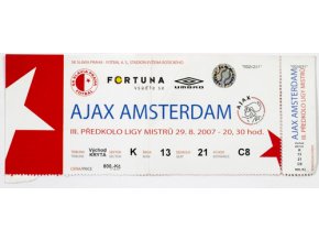 Vstupenka fotbal SK Slavia Praha vs. Ajax Amsterdam, 2007DSC 7755