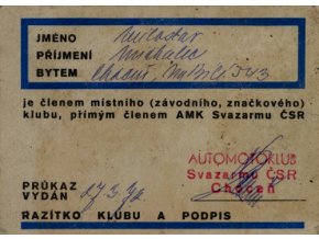 KPrůkaz Automotoklub, 1972Průkaz Automotoklub, 1972