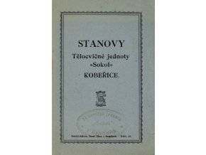 Stanovy Tělocvičné jednoty Sokol Koběřice, 1923Stanovy Tělocvičné jednoty Sokol Koběřice, 1923