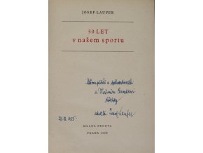Kniha Laufer, 50 let v našem sportu, věnování autoraKniha Laufer, 50 let v našem sportu, věnování autora (2)