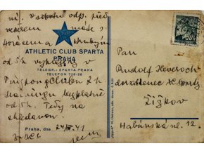 Dopisnice Athletic Club Praha, 1941Dopisnice Athletic Club Praha, 1941 (1)