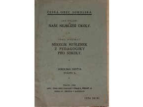 Brožura, SOKOL, Několik myšlenek z pedagogiky pro školy, 1920Brožura, SOKOL, Několik myšlenek z pedagogiky pro školy, 1920