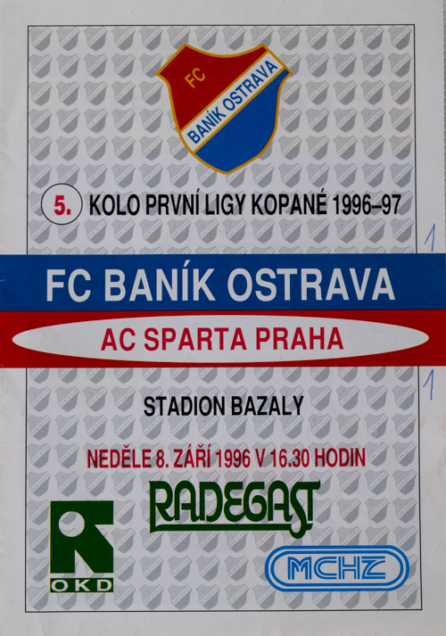 Program FC Banik Ostrava vs. AC Sparta Praha, 1996